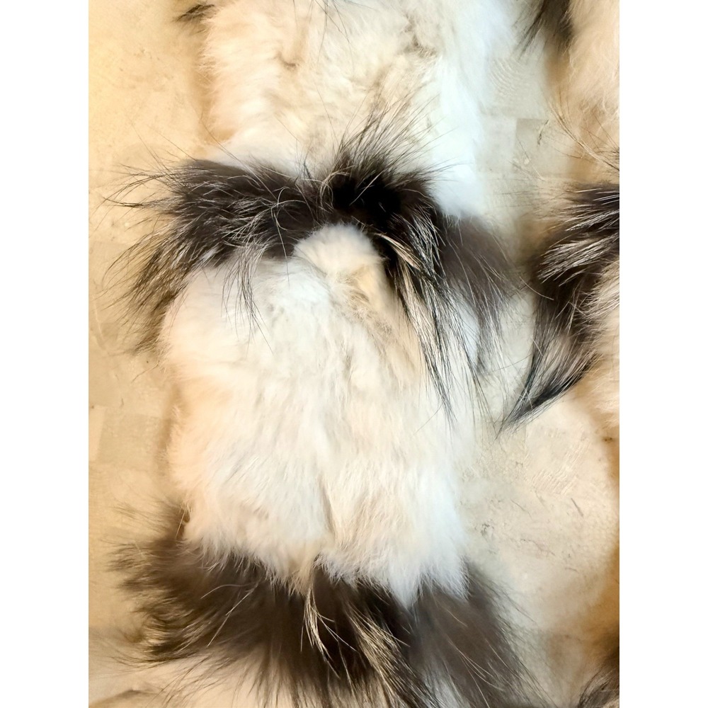 Vintage Genuine Fur‎ Scarf Stole Handmade Fox Rabbit Winter fashion Gray White - Picture 5 of 5